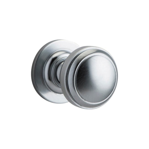 IVER Paddington Door Knob On Round Rose Concealed Fix | Lever Set Only | 9 Finishes - Brushed Chrome