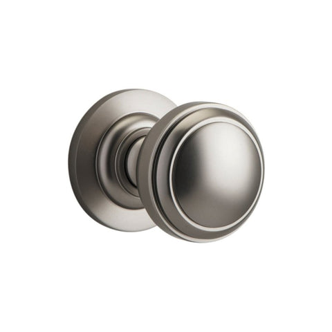IVER Paddington Door Knob On Round Rose Concealed Fix | Lever Set Only | 9 Finishes - Satin Nickel