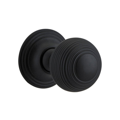 IVER Guildford Door Knob On Round Rose Concealed Fix | Lever Set Only | 9 Finishes - Matt Black