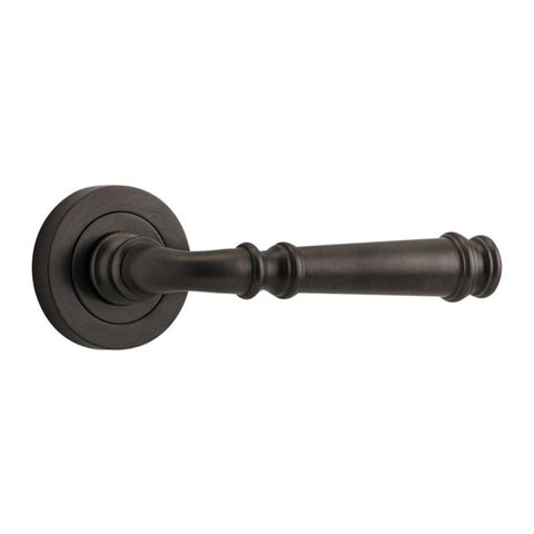 IVER Verona Door Lever Handle On Round Rose Pair | Lever Set Only | 9 Finishes - Signature Brass