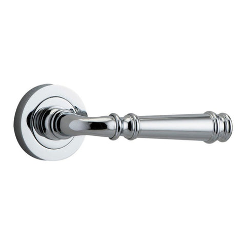IVER Verona Door Lever Handle On Round Rose Pair | Lever Set Only | 9 Finishes - Polished Chrome