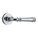 IVER Verona Door Lever Handle On Round Rose Pair | Lever Set Only | 9 Finishes - Polished Chrome