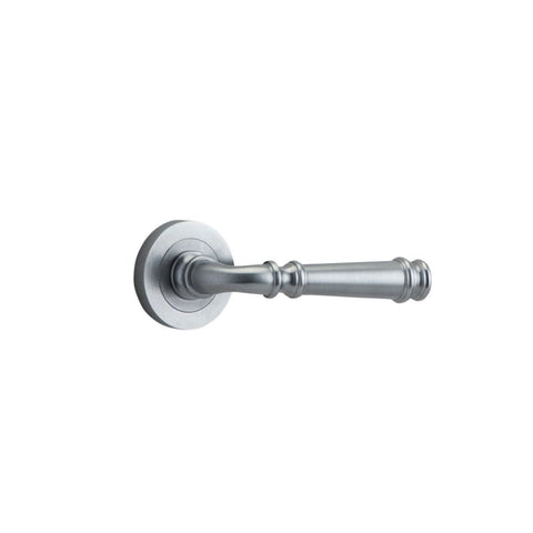 IVER Verona Door Lever Handle On Round Rose Pair | Lever Set Only | 9 Finishes - Brushed Chrome
