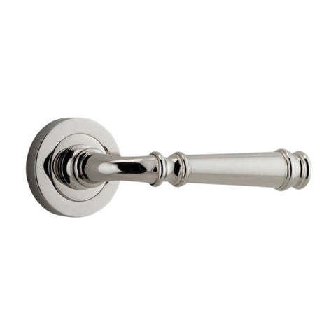 IVER Verona Door Lever Handle On Round Rose Pair | Lever Set Only | 9 Finishes - Polished Nickel