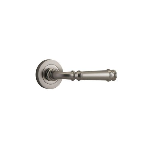 IVER Verona Door Lever Handle On Round Rose Pair | Lever Set Only | 9 Finishes - Satin Nickel