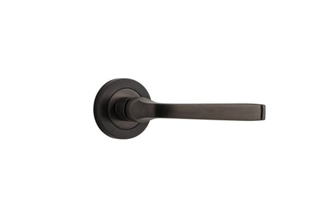 IVER Annecy Door Lever Handle On Round Rose Pair | Lever Set Only | 9 Finishes - Signature Brass