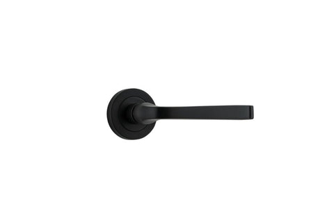 IVER Annecy Door Lever Handle On Round Rose Pair | Lever Set Only | 9 Finishes - Matt Black