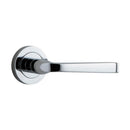 IVER Annecy Door Lever Handle On Round Rose Pair | Lever Set Only | 9 Finishes - Polished Nickel