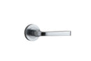 IVER Annecy Door Lever Handle On Round Rose Pair | Lever Set Only | 9 Finishes - Brushed Chrome