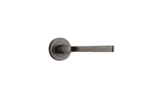 IVER Annecy Door Lever Handle On Round Rose Pair | Lever Set Only | 9 Finishes - Distressed Nickel