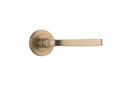 IVER Annecy Door Lever Handle On Round Rose Pair | Lever Set Only | 9 Finishes - Brushed Brass