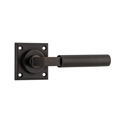 IVER Berlin Door Lever Handle On Chamfered Square Rose | Passage Lever Set Only | 7 Finishes - Signature Brass