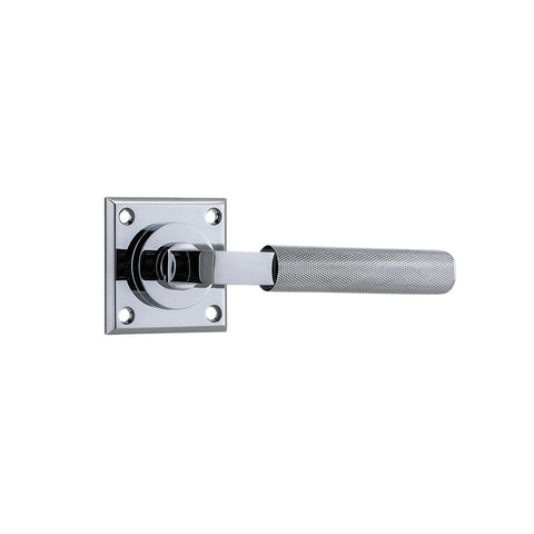 IVER Brunswick Door Lever Handle On Chamfered Square Rose | Passage Lever Set Only | 4 Finishes - Polished Chrome