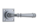 IVER Verona Door Lever Handle On Chamfered Square Backplate | Passage Lever Set Only | 3 Finishes - Brushed Chrome