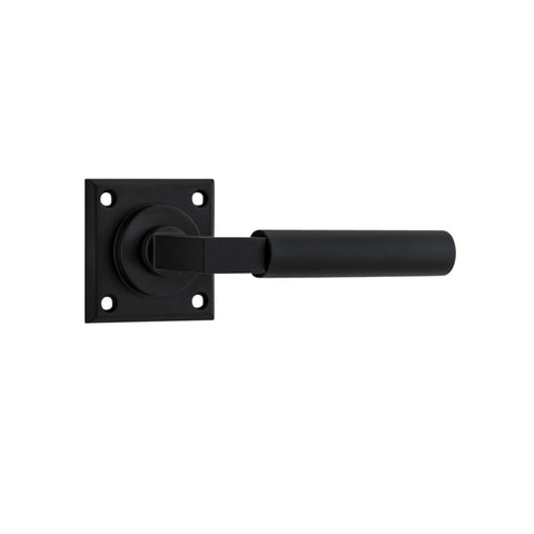 IVER Berlin Door Lever Handle On Chamfered Square Rose | Passage Lever Set Only | 7 Finishes - Matt Black