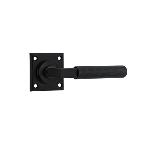 IVER Brunswick Door Lever Handle On Chamfered Square Rose | Passage Lever Set Only | 4 Finishes - Matt Black