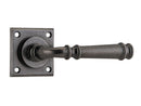 IVER Verona Door Lever Handle On Chamfered Square Backplate | Passage Lever Set Only | 3 Finishes - Rumbled Nickel