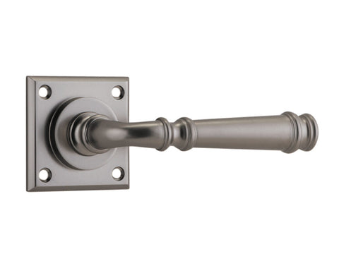 IVER Verona Door Lever Handle On Chamfered Square Backplate | Passage Lever Set Only | 3 Finishes - Standard