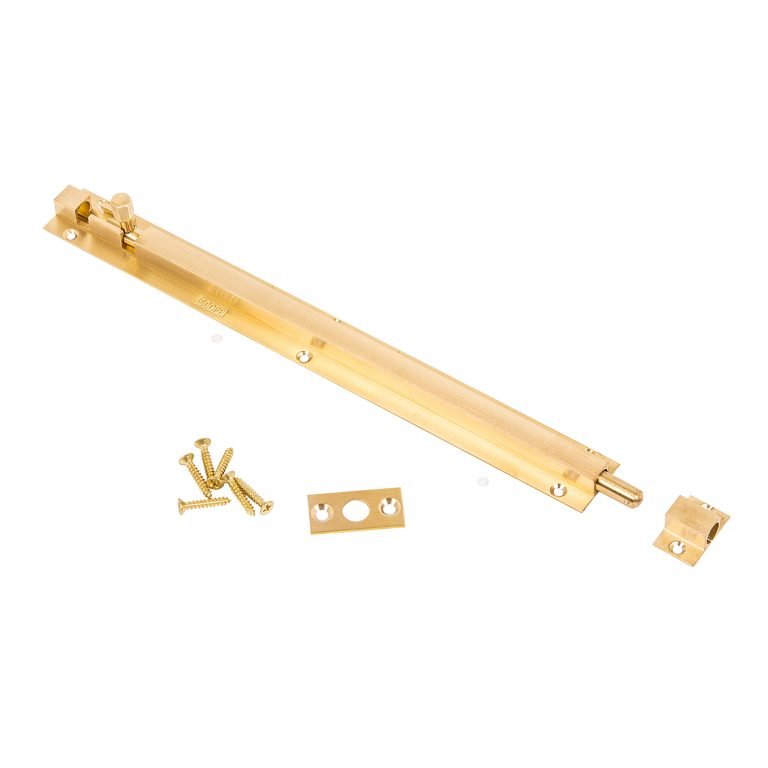 Scope Barrel Bolt Heavy Duty Brass Shoot With Screws Satin Brass EA - primehardware