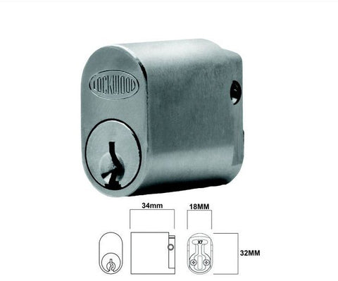 Lock cylinder with dimensions on a white background