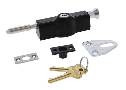 Carbine CBS C500 Wafer Patio Bolt, C4 Wafer Keyed Alike KA2, Poly Bag, Black - primehardware