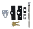 Carbine CBS C500 Wafer Patio Bolt, C4 Wafer Keyed Alike KA2, Poly Bag, Black - primehardware