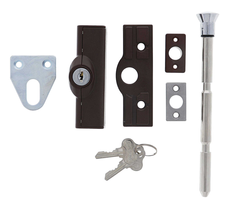 Carbine CBS C500 Wafer Patio Bolt, LF Keyed Alike  KA1, Poly Bag, Brown