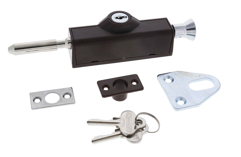 Carbine CBS C500 Wafer Patio Bolt, LF Keyed Alike  KA1, Poly Bag, Brown
