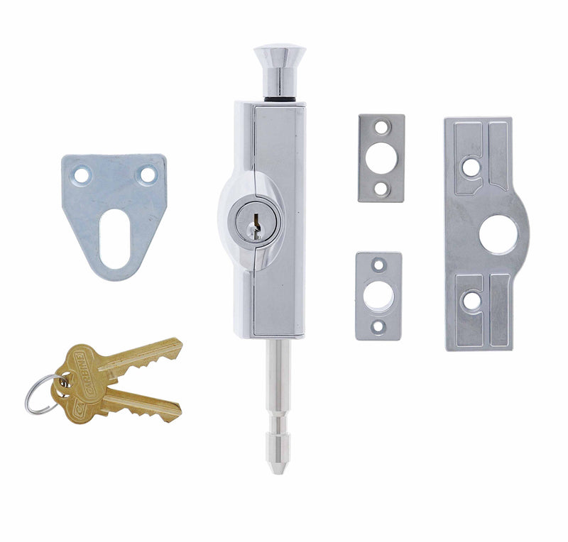 Carbine CBS C500 Wafer Patio Bolt, C4 Wafer Keyed Alike  KA1, Poly Bag, Chrome Plate
