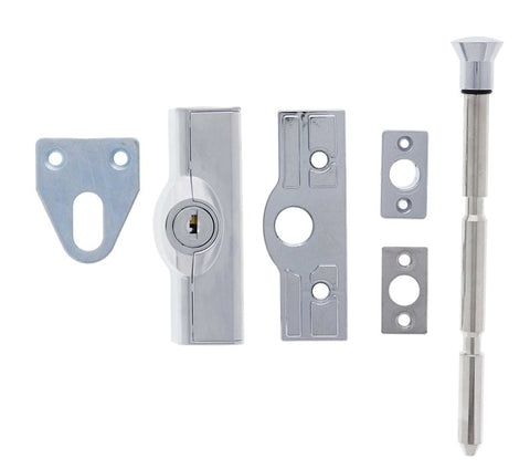 Carbine CBS C500 Wafer Patio Bolt, LF Keyed Alike KA1, Poly Bag, Chrome Plate - primehardware