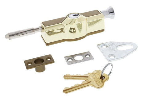 Carbine CBS C500 Wafer Patio Bolt, C4 Wafer Keyed Alike KA1, Poly Bag, Polished Brass - primehardware