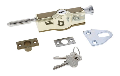 Carbine CBS C500 Wafer Patio Bolt, LF Keyed Alike KA1, Poly Bag, Polished Brass - primehardware