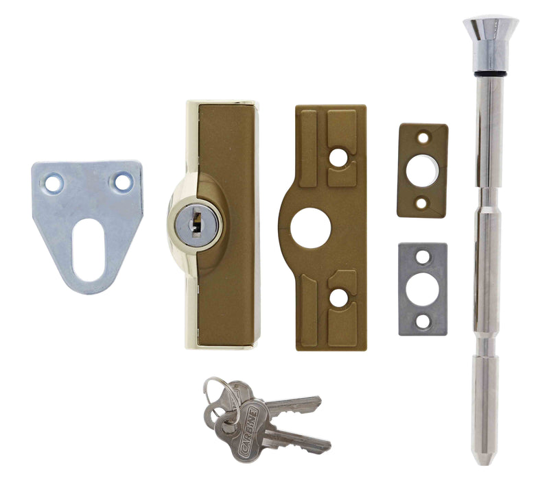 Carbine CBS C500 Wafer Patio Bolt, LF Keyed Alike  KA1, Poly Bag, Polished Brass