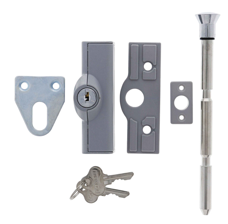 Carbine CBS C500 Wafer Patio Bolt, LF Keyed Alike  KA1, Poly Bag, Silver