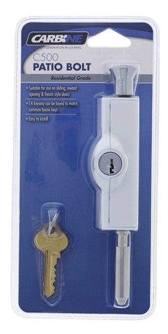 Carbine CBS C500 Wafer Patio Bolt, C4 Wafer Keyed Alike KA1, Display Pack, White - primehardware