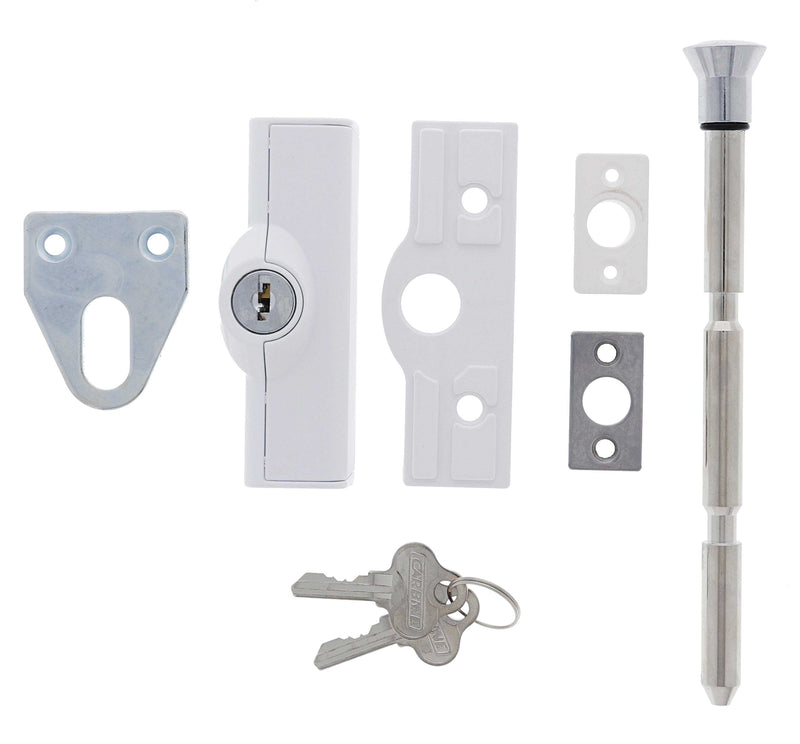 Carbine CBS C500 Wafer Patio Bolt, LF Keyed Alike  KA1, Poly Bag, White