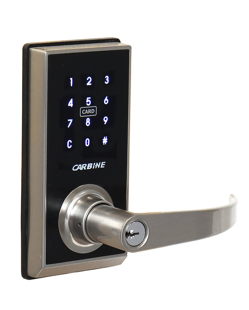Carbine CEL2-3in1 Standalone fire door Electronic Leverset, With batteries, Boxed, Satin Nickel 4 AA batteries