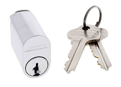 Carbine Oval Cylinder, 6 pin X Cam, C4 Keyed Alike KA25, Boxed, Chrome Plate - primehardware