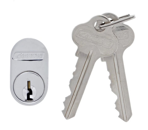 Carbine Oval Cylinder, 6 pin X Cam, C4 Keyed to Differ , Boxed, Chrome Plate - primehardware