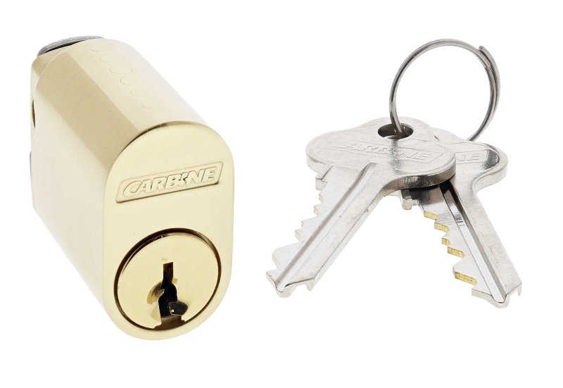 Carbine Oval Cylinder, 6 pin X Cam, C4 Keyed to Differ , Boxed, Polished Brass - primehardware