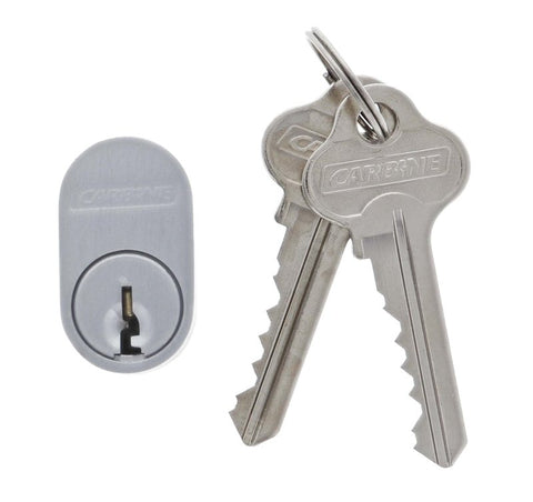 Carbine Oval Cylinder, 6 pin W Cam, C4 Keyed to Differ , Boxed, Satin Chrome - primehardware