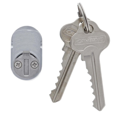 Carbine Oval Cylinder, 6 pin W Cam, C4 Keyed to Differ , Boxed, Satin Chrome - primehardware