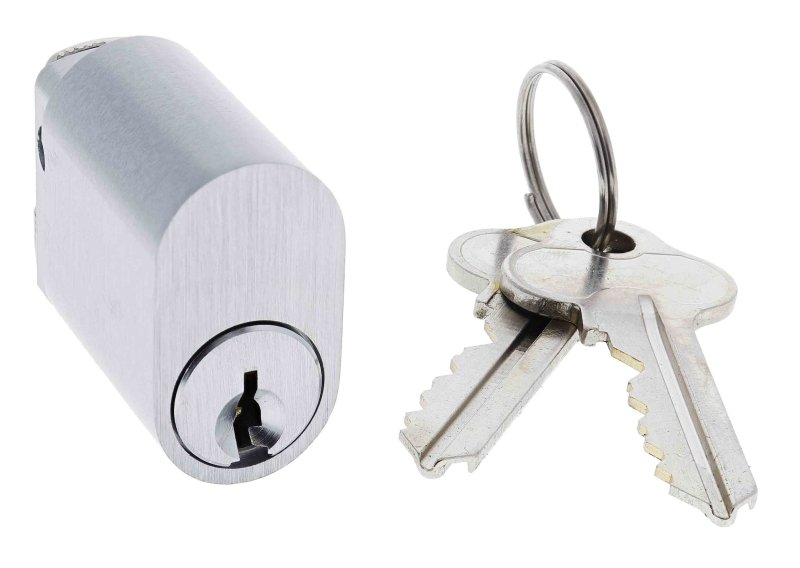 Carbine Oval Cylinder, 6 pin Non stamped X Cam, C4 Keyed Alike KA3, Boxed, Satin Chrome - primehardware