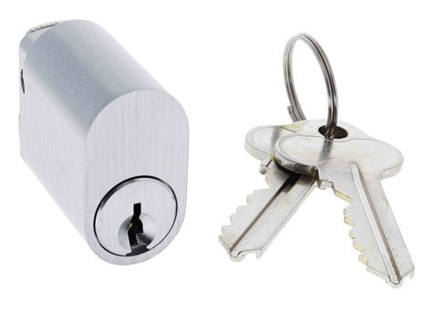 Carbine Oval Cylinder, 6 pin Non stamped X Cam, C4 Keyed Alike KA2, Boxed, Satin Chrome - primehardware