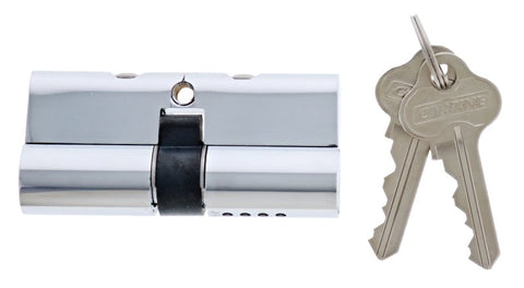 Carbine 70MM Euro Double cylinder Fixed Cam, 5 pin, C4 Keyed to Differ, , Boxed, Chrome Plate - primehardware