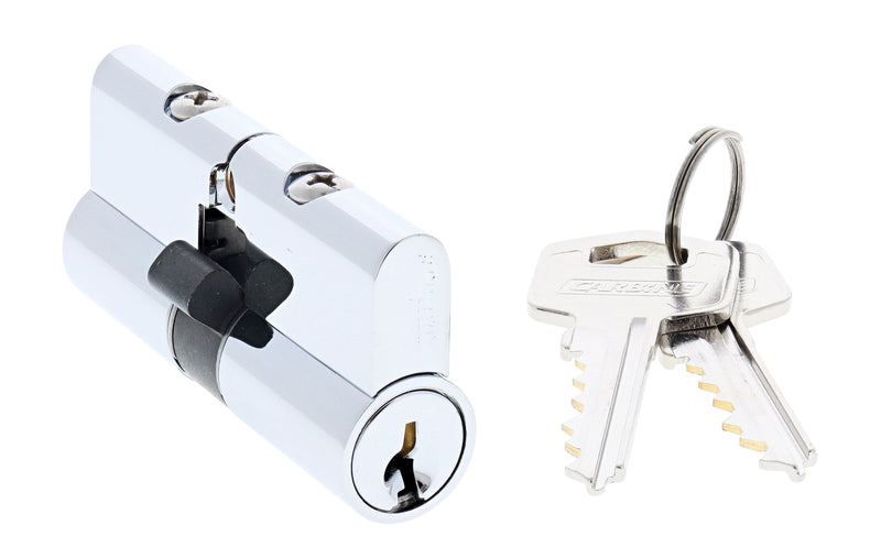 Carbine Euro Double cylinder Fixed Cam, 5 pin, TES5 Keyed to Differ, , Boxed, Chrome Plate