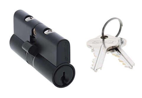 Carbine Euro Double cylinder Fixed Cam, 5 pin, C4 Keyed to Differ, , Boxed, Matte Black - primehardware