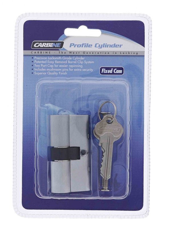 Carbine Euro Double cylinder Fixed Cam, 5 pin, C4 Keyed to Differ, , Display Pack, Satin Chrome - primehardware
