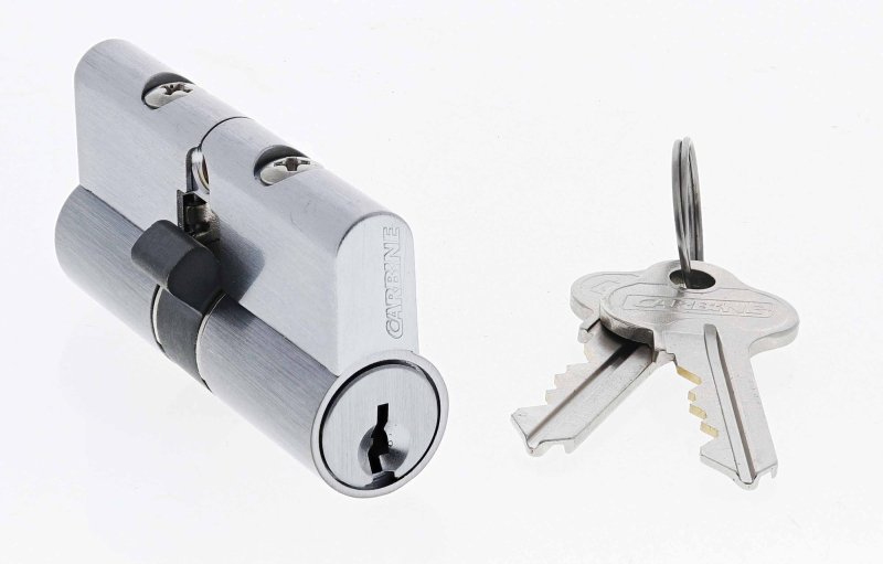Carbine Euro Double cylinder Fixed Cam, 5 pin, C4 Keyed Alike, KA4, Boxed, Satin Chrome - primehardware