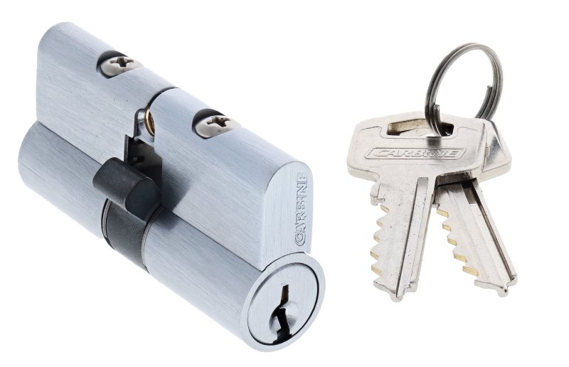 Carbine Euro Double cylinder Fixed Cam, 5 pin, TES5 Keyed to Differ, , Boxed, Satin Chrome - primehardware